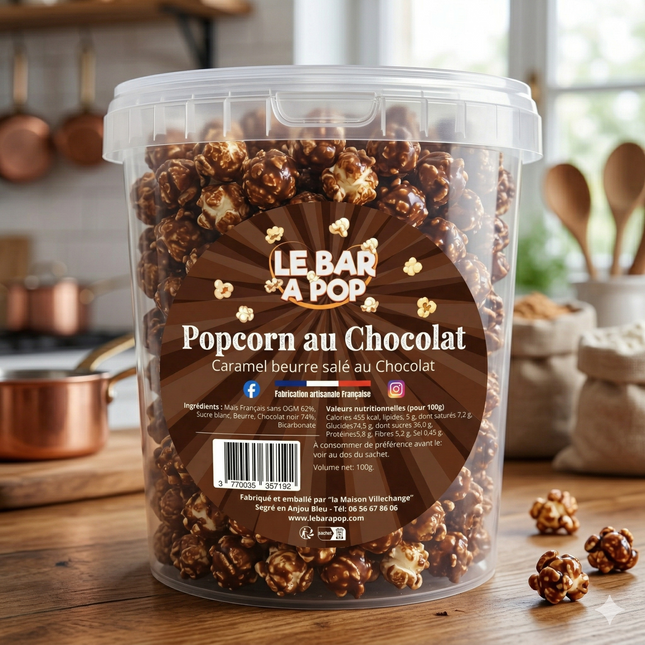 Pop-corn au CHOCOLAT NOIR CARAMÉLISÉ  - Pot de 100g